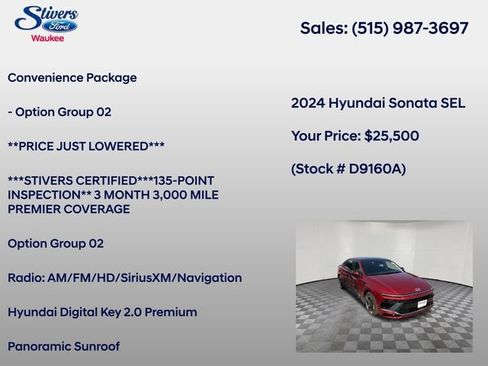 Used 2024 Hyundai Sonata SEL w/ Convenience Package FWD image 8