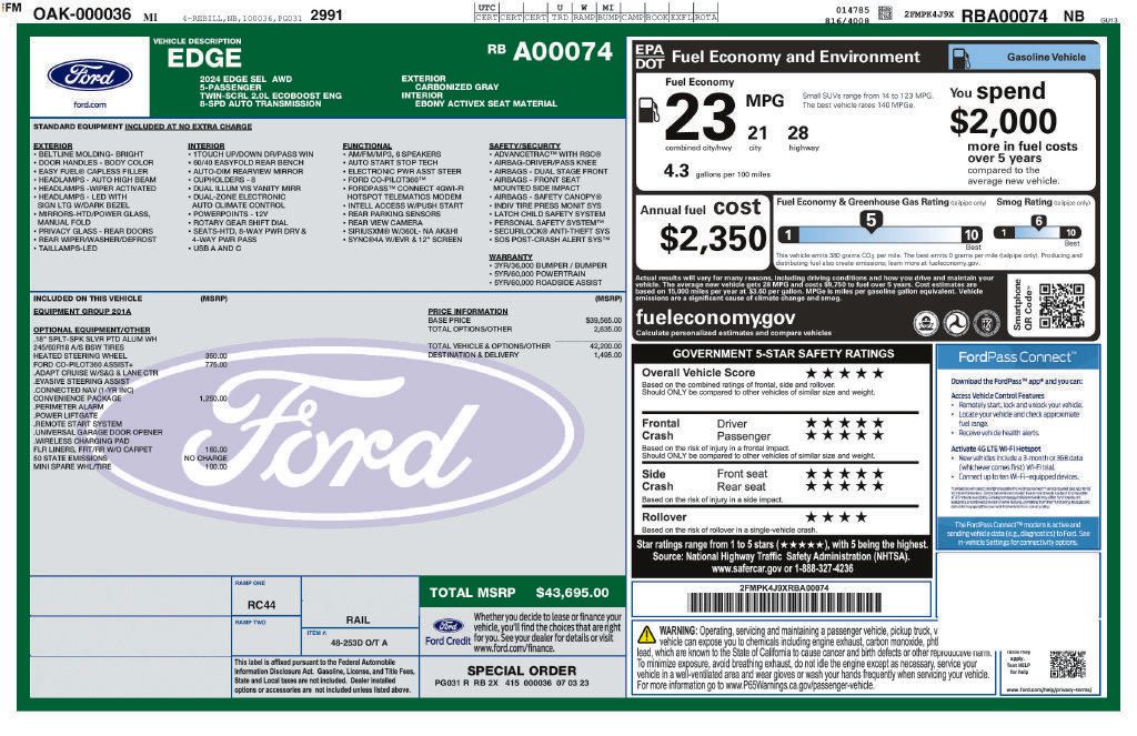 Certified 2024 Ford Edge SEL w/ Convenience Package AWD/4WD image 24