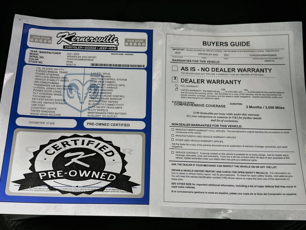 Used 2021 Jeep Wrangler Sport AWD/4WD image 36