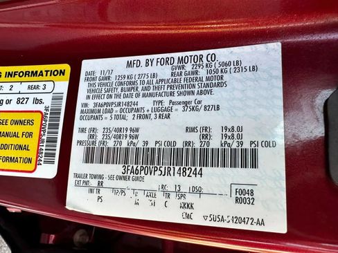 Used 2018 Ford Fusion Sport w/ Equipment Group 401A AWD/4WD image 38