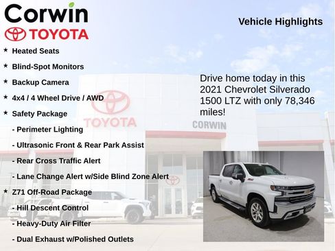 Used 2021 Chevrolet Silverado 1500 LTZ w/ Z71 Off-Road Package AWD/4WD image 7