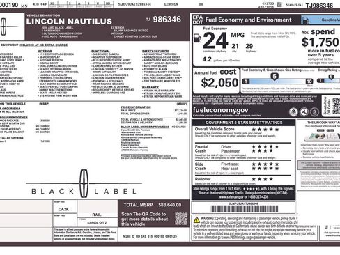 New 2026 Lincoln Nautilus Black Label w/ Jet Appearance Package image 2