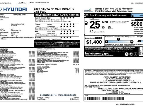 Used 2022 Hyundai Santa Fe Calligraphy image 3