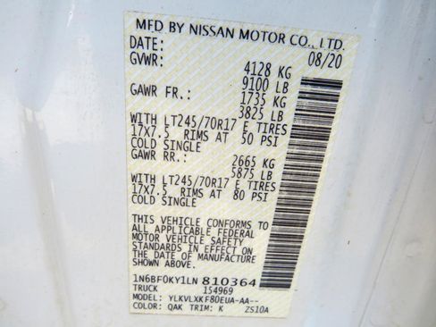 Used 2020 Nissan NV 2500 SV w/ Navigation Package image 39