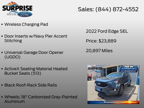Used 2022 Ford Edge SEL w/ Sport Appearance Package AWD/4WD image 18