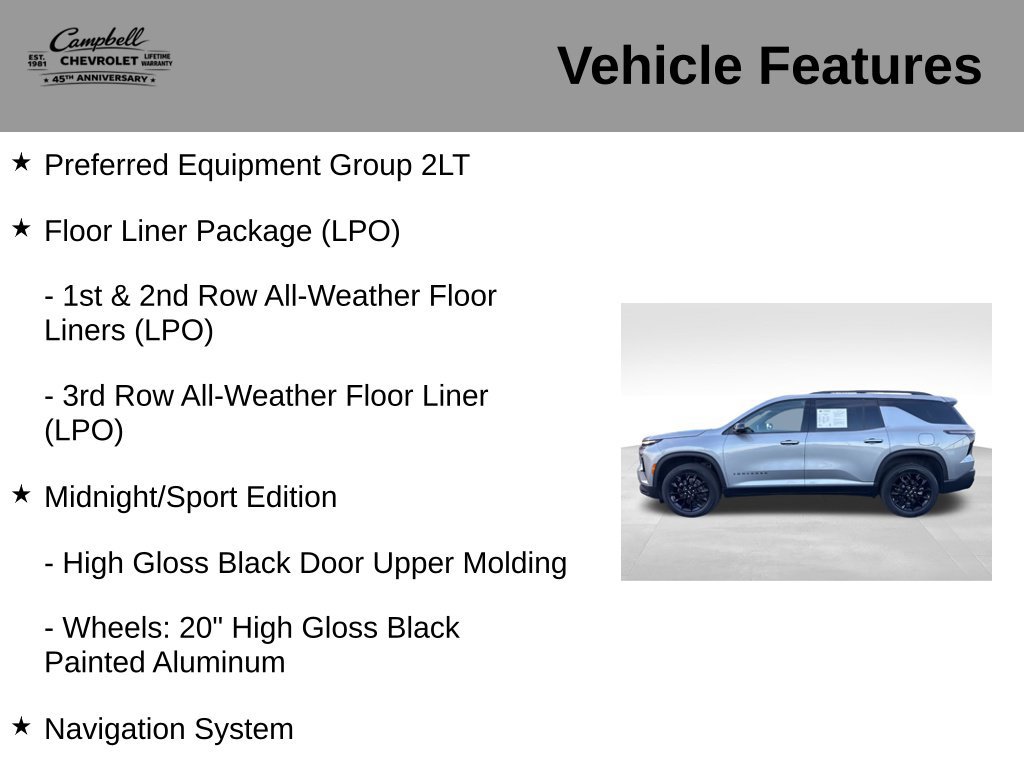Used 2024 Chevrolet Traverse LT w/ Midnight/Sport Edition AWD/4WD image 5