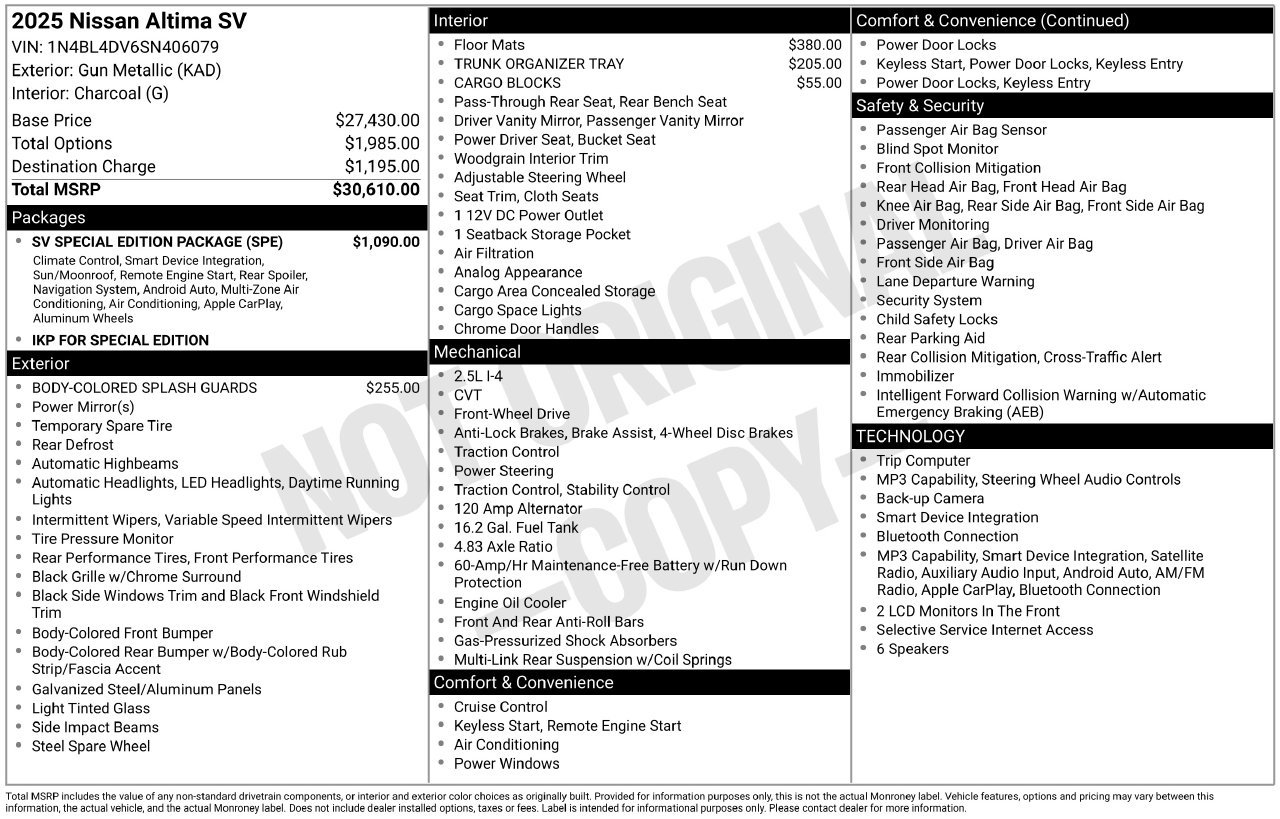 Certified 2025 Nissan Altima 2.5 SV w/ SV Special Edition Package FWD image 33