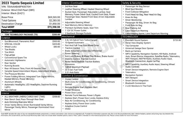 Used 2023 Toyota Sequoia Limited w/ Tow Technology Package AWD/4WD image 2