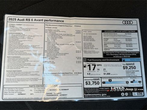 Used 2025 Audi RS 6 performance w/ Black Optic Package image 8
