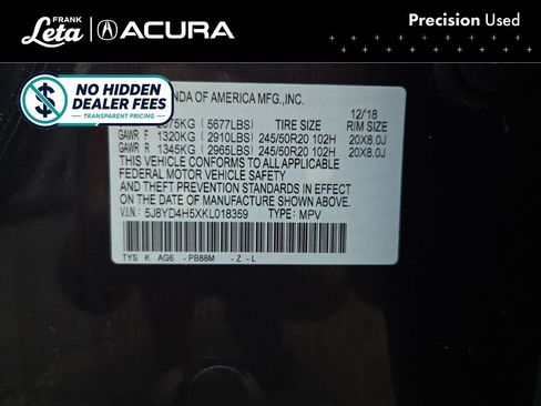 Used 2019 Acura MDX SH-AWD w/ Technology Package image 26