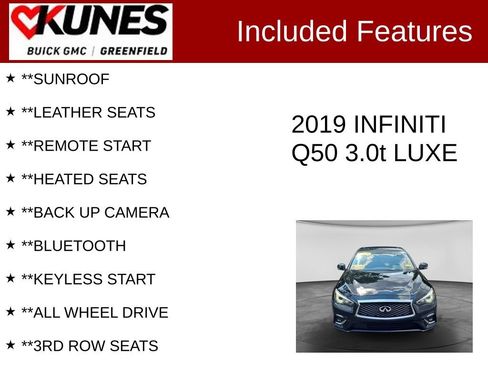 Used 2019 INFINITI Q50 Luxe w/ Cargo Package (L96) AWD/4WD image 2