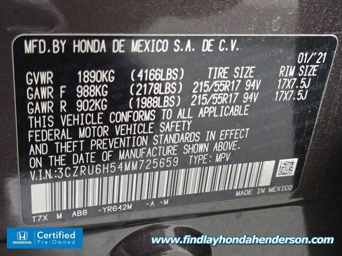 Certified 2021 Honda HR-V EX image 14