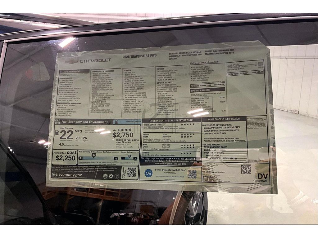 New 2026 Chevrolet Traverse RS w/ LPO, Floor Liner Package FWD image 15