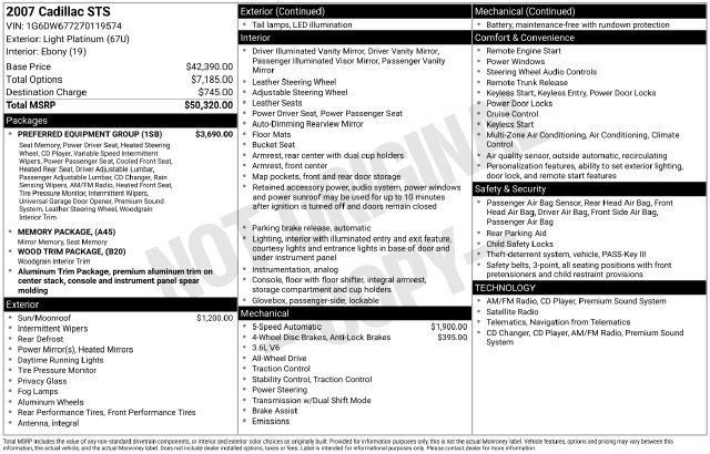 Used 2007 Cadillac STS w/ Preferred Equipment Group AWD/4WD image 6