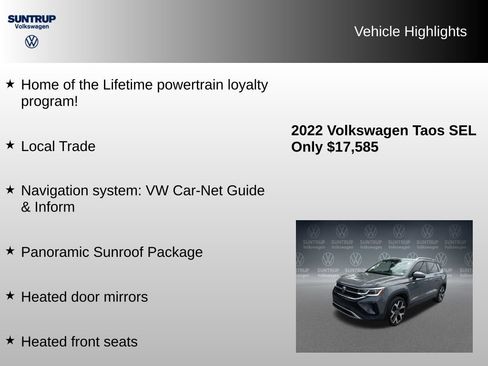 Used 2022 Volkswagen Taos SEL w/ Panoramic Sunroof Package AWD/4WD image 8