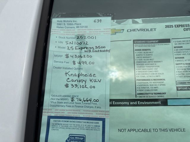 New 2025 Chevrolet Express 3500 w/ Power Convenience Package RWD image 22
