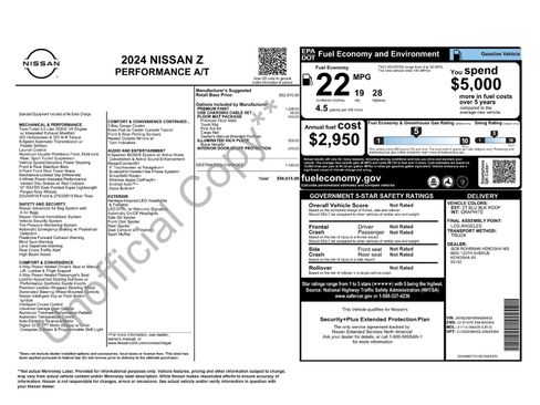 New 2024 Nissan Z Performance w/ Floor Mat Package RWD image 34