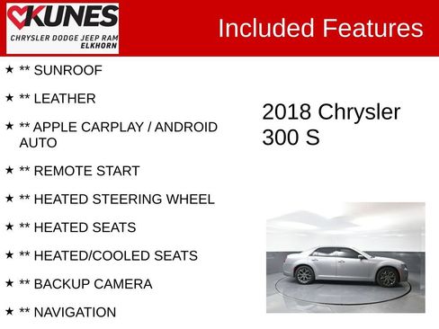 Used 2018 Chrysler 300 S w/ 300S Premium Group 2 AWD/4WD image 2