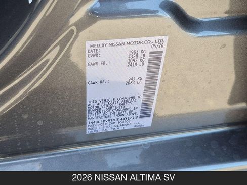 New 2026 Nissan Altima 2.5 SV w/ SV Special Edition Package FWD image 27