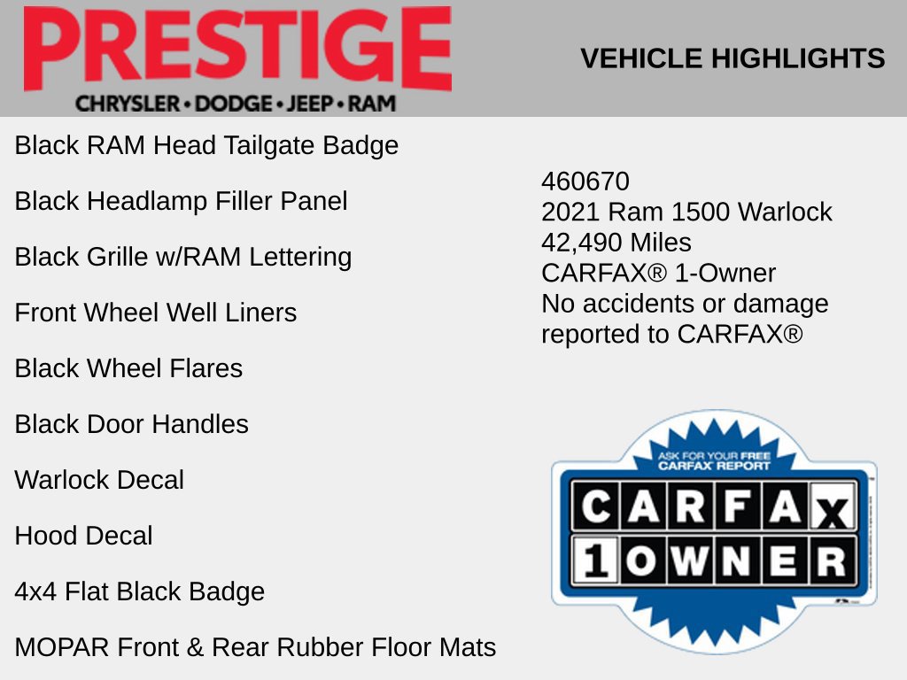 Used 2021 RAM 1500 Warlock w/ Warlock Decor Package AWD/4WD image 10