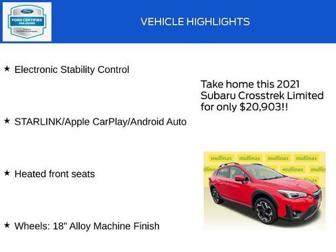 Used 2021 Subaru Crosstrek 2.5i Limited w/ Moonroof Package 1 AWD/4WD image 19