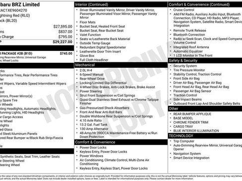 Used 2014 Subaru BRZ Limited w/ Popular Package #2B image 9