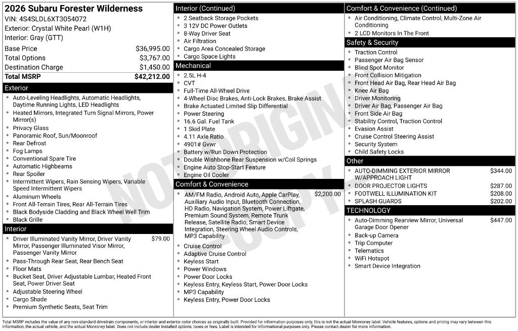 New 2026 Subaru Forester Wilderness AWD/4WD image 2