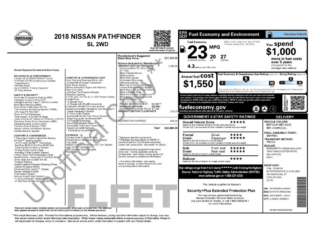 Used 2018 Nissan Pathfinder SL w/ Midnight Edition Package FWD image 22