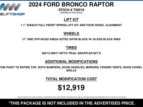 Used 2024 Ford Bronco Raptor w/ Interior Carbon Fiber Pack 6 image 2