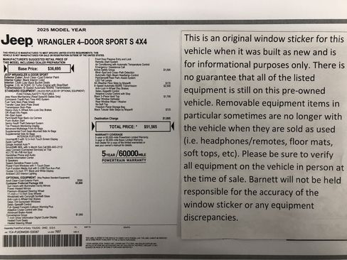 Used 2025 Jeep Wrangler Sport S image 2