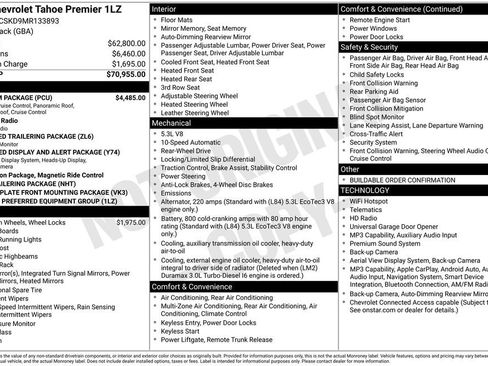 Used 2021 Chevrolet Tahoe Premier w/ Premium Package RWD image 40