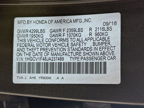 Certified 2018 Honda Accord EX image 30