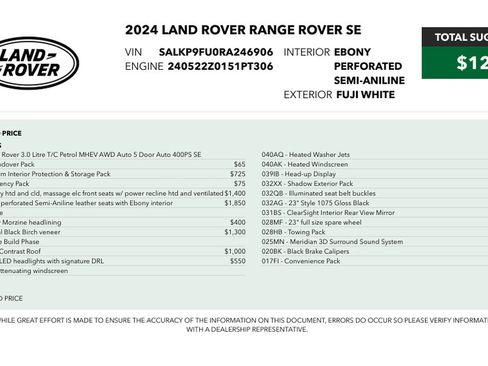 Used 2024 Land Rover Range Rover SE AWD/4WD image 1