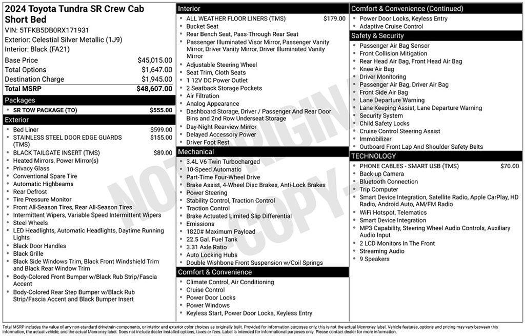 Used 2024 Toyota Tundra SR w/ SR Tow Package AWD/4WD image 20