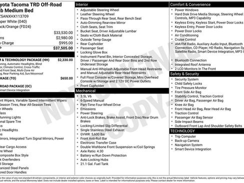Used 2017 Toyota Tacoma TRD Off-Road w/ Premium & Technology Package AWD/4WD image 20