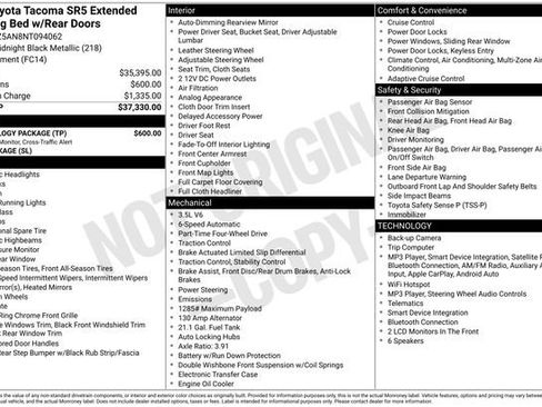 Used 2022 Toyota Tacoma SR5 w/ Technology Package AWD/4WD image 27