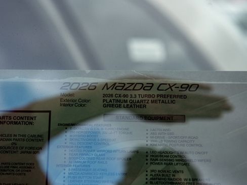 New 2026 MAZDA CX-90 3.3 Turbo w/ Preferred Package image 39