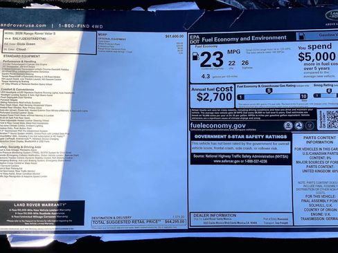 New 2026 Land Rover Range Rover Velar S image 18