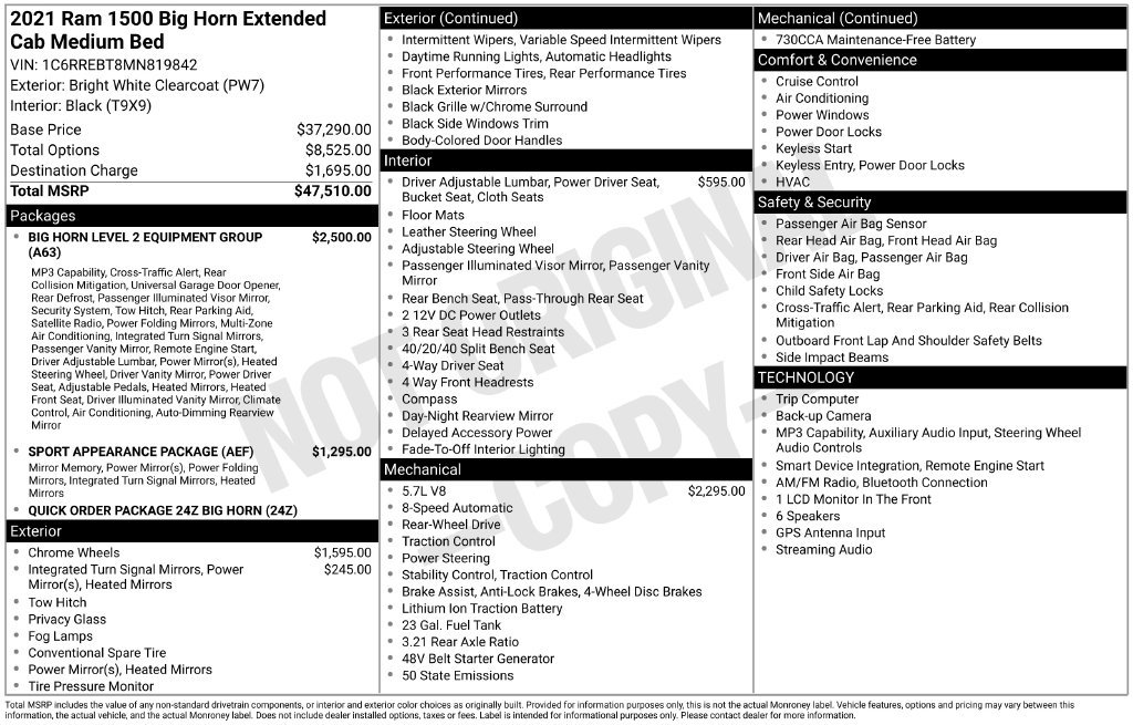 Used 2021 RAM 1500 Big Horn RWD image 9
