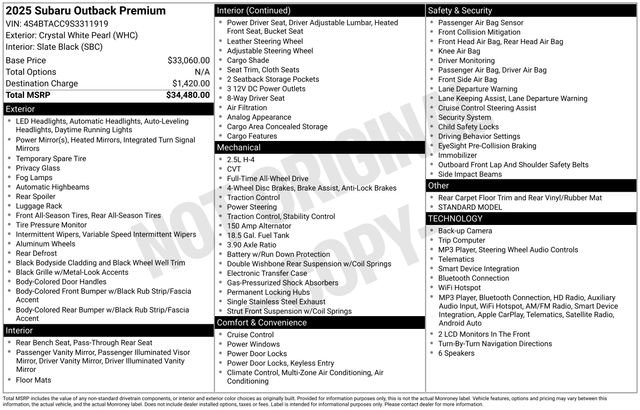 Certified 2025 Subaru Outback Premium AWD/4WD image 34