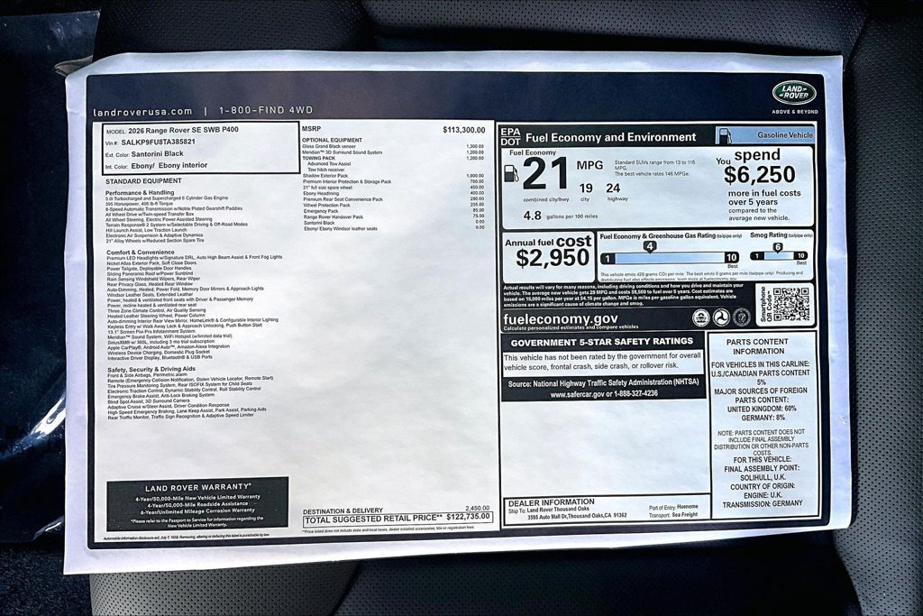 New 2026 Land Rover Range Rover SE AWD/4WD image 14