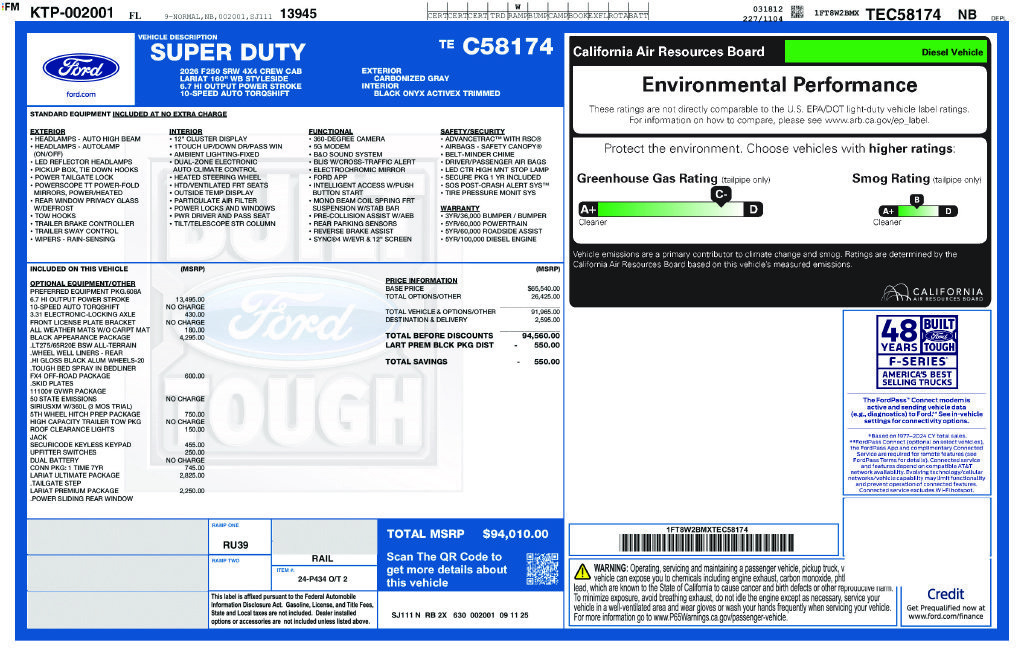 New 2026 Ford F250 Lariat w/ Black Appearance Package AWD/4WD image 6
