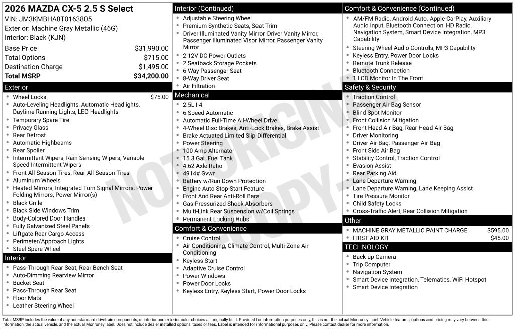 New 2026 MAZDA CX-5 Select AWD/4WD image 3