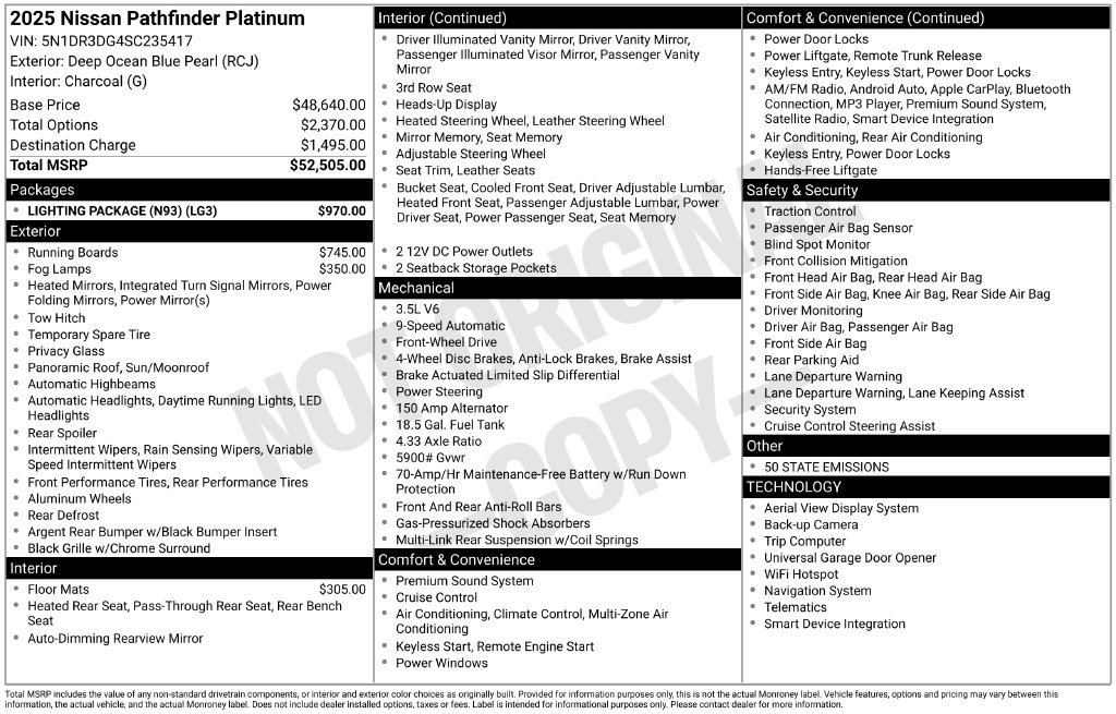 Certified 2025 Nissan Pathfinder Platinum w/ Lighting Package (N93) FWD image 38