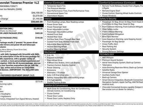 Used 2021 Chevrolet Traverse Premier w/ Redline Edition FWD image 13