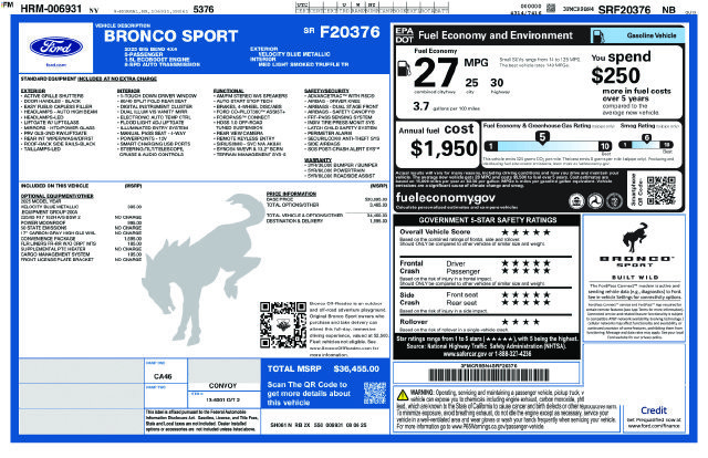 Used 2025 Ford Bronco Sport Big Bend w/ Convenience Package AWD/4WD image 36