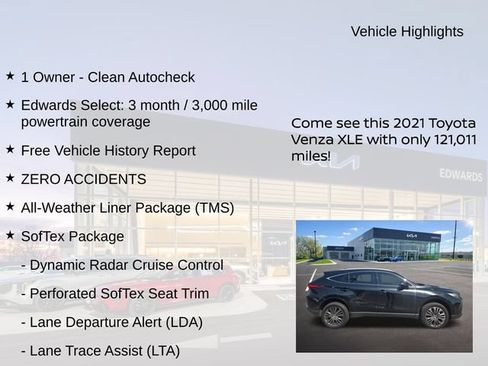 Used 2021 Toyota Venza XLE w/ Softex Package AWD/4WD image 8