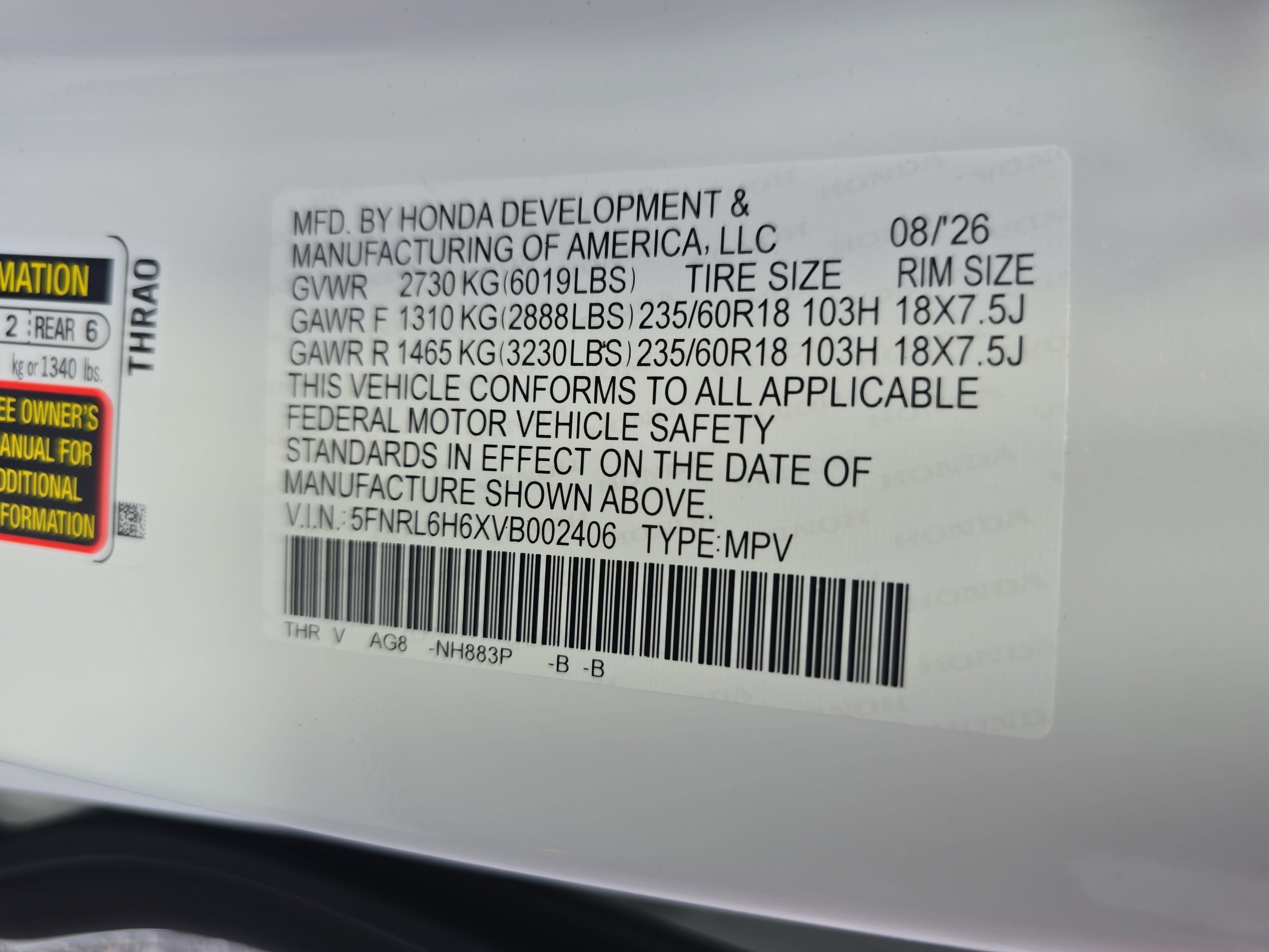 New 2027 Honda Odyssey EX-L image 37