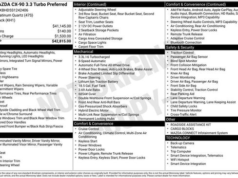 Certified 2025 MAZDA CX-90 3.3 Turbo w/ Preferred Package AWD/4WD image 42
