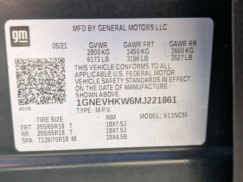 Certified 2021 Chevrolet Traverse LT AWD/4WD image 54